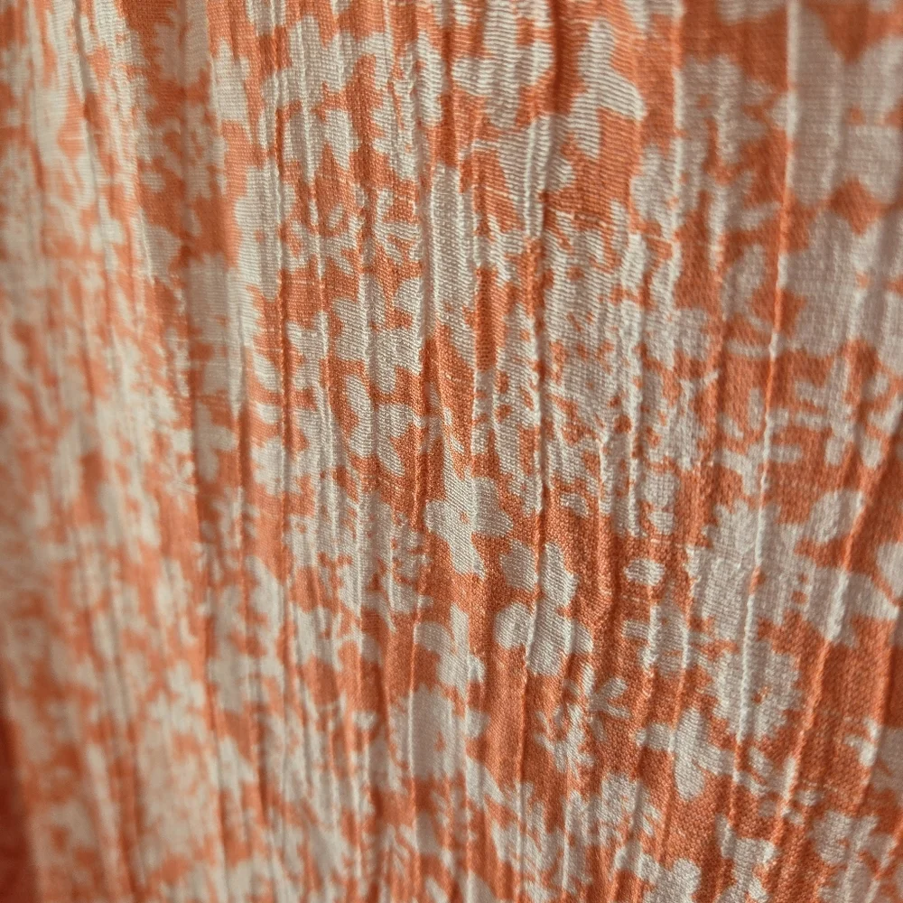Lee Orange White Floral Lightweight Gauze Long Sleeve Tunic Top Plus Size 3X - Picture 9 of 15